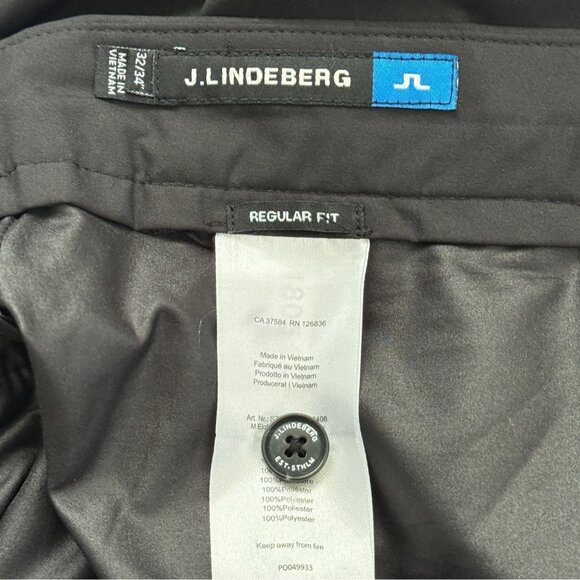 J. Lindeberg Black Performance Pants Lightweight Golf Size Regular Fit Men 32x34 - Picture 7 of 9